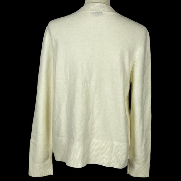 Talbots Rhinestone Ivory Cardigan Sz L Holiday Event Cozy Luxe Sparkle Dazzle - Picture 4 of 8